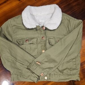 Tahari Kids Olive Jacket with White Sherpa Lining